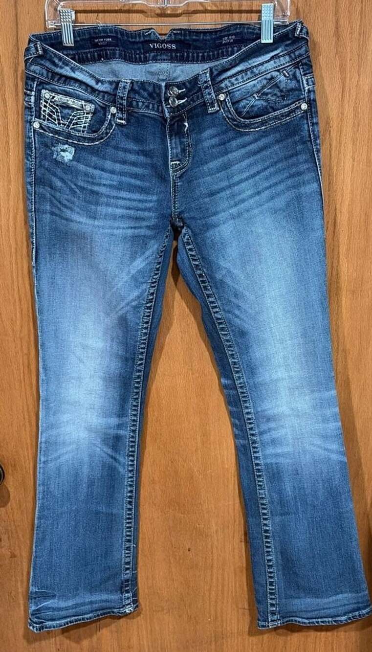 Vigoss The New York Bootcut Jeans Size 11/12 Blue Embellished